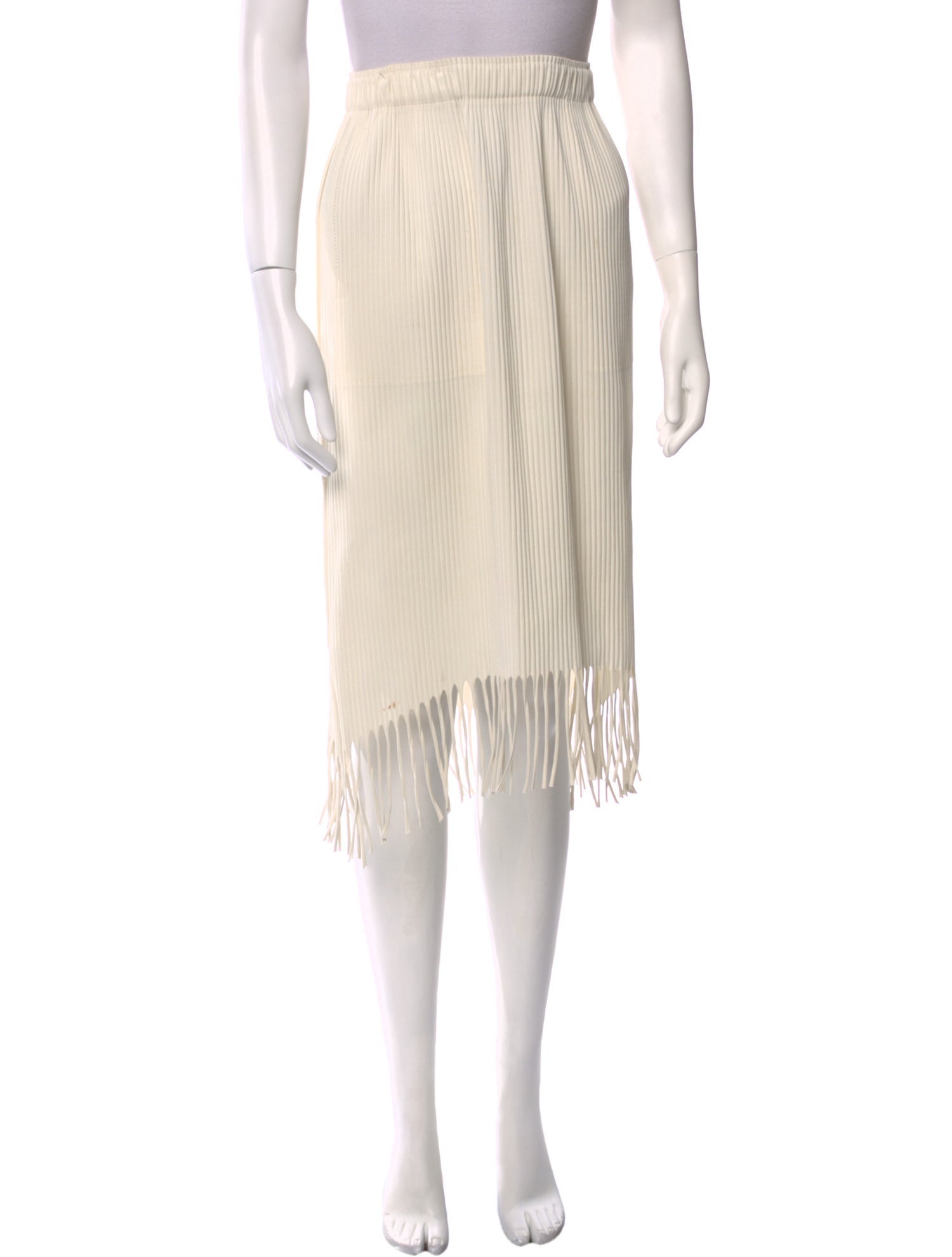 Issey Miyake Me Raw-Edge Trim Knee-Length Skirt