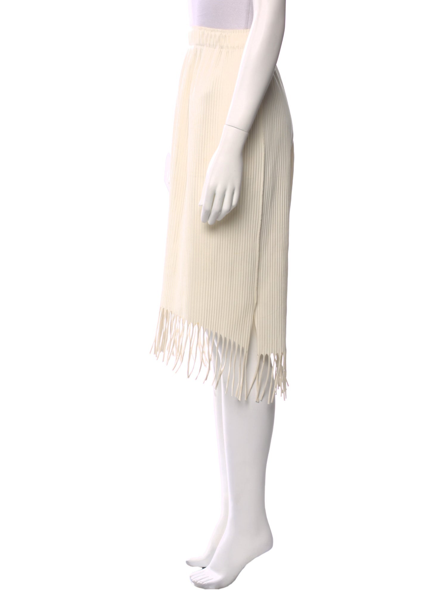 Issey Miyake Me Raw-Edge Trim Knee-Length Skirt