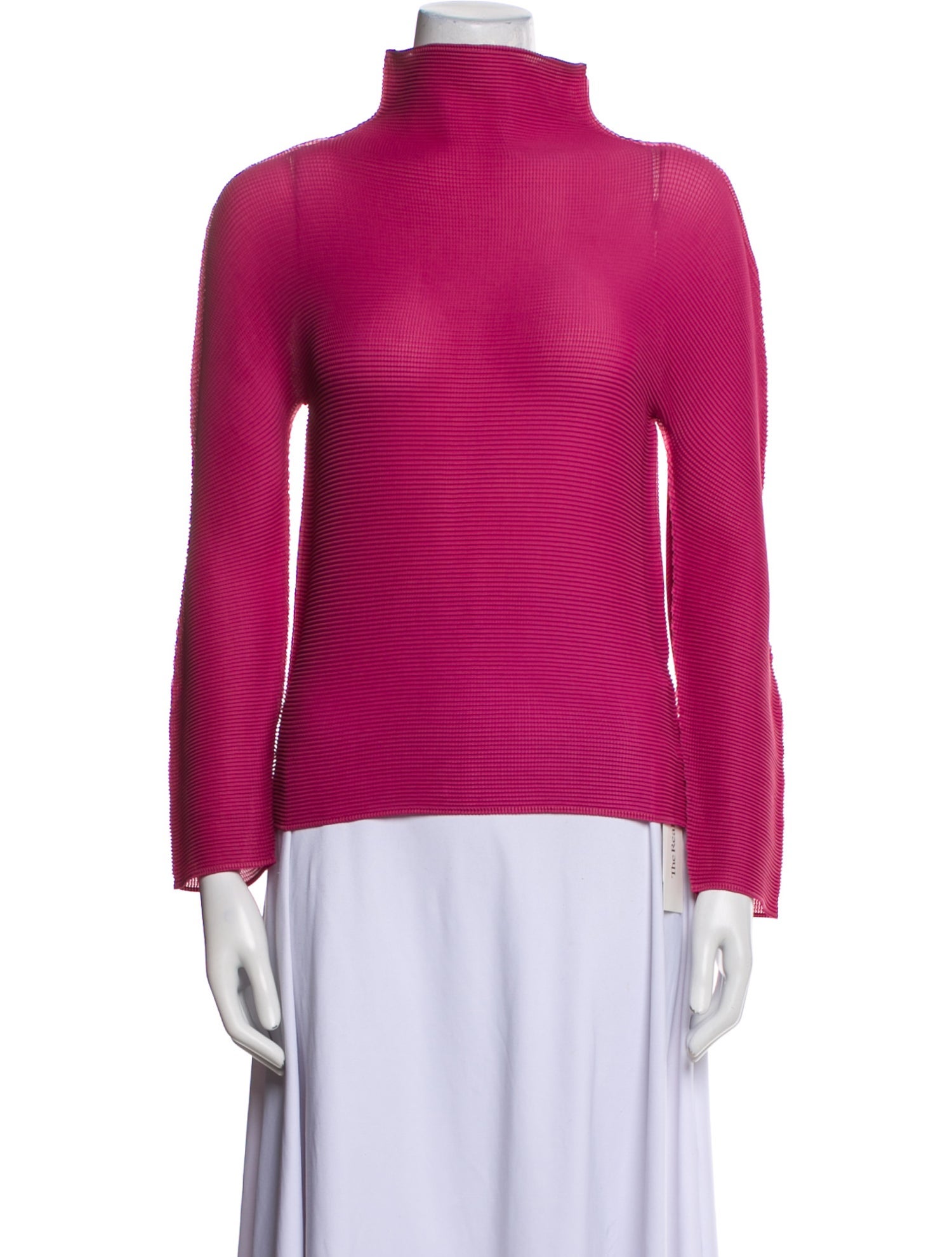 Issey Miyake Me Mock Neck Long Sleeve Blouse