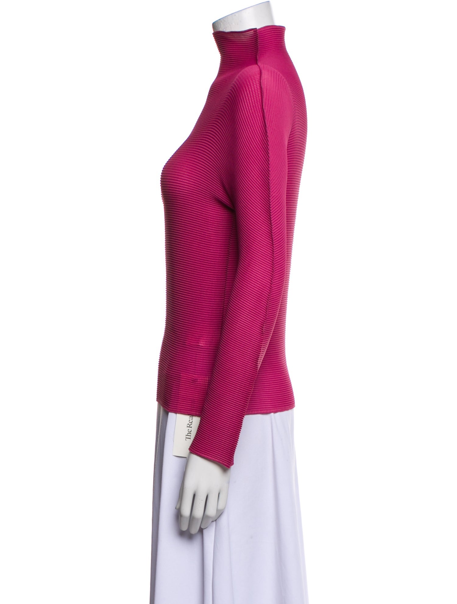 Issey Miyake Me Mock Neck Long Sleeve Blouse