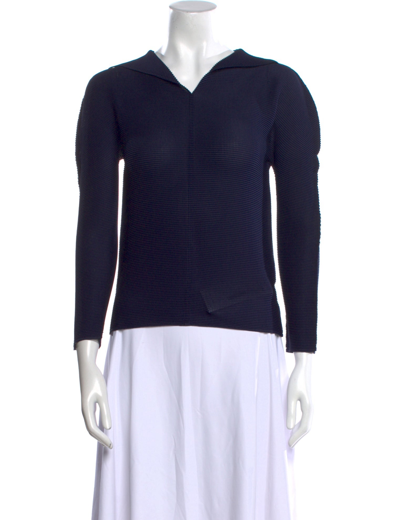 Issey Miyake Me V-Neck Three-Quarter Sleeve Sweatshirt