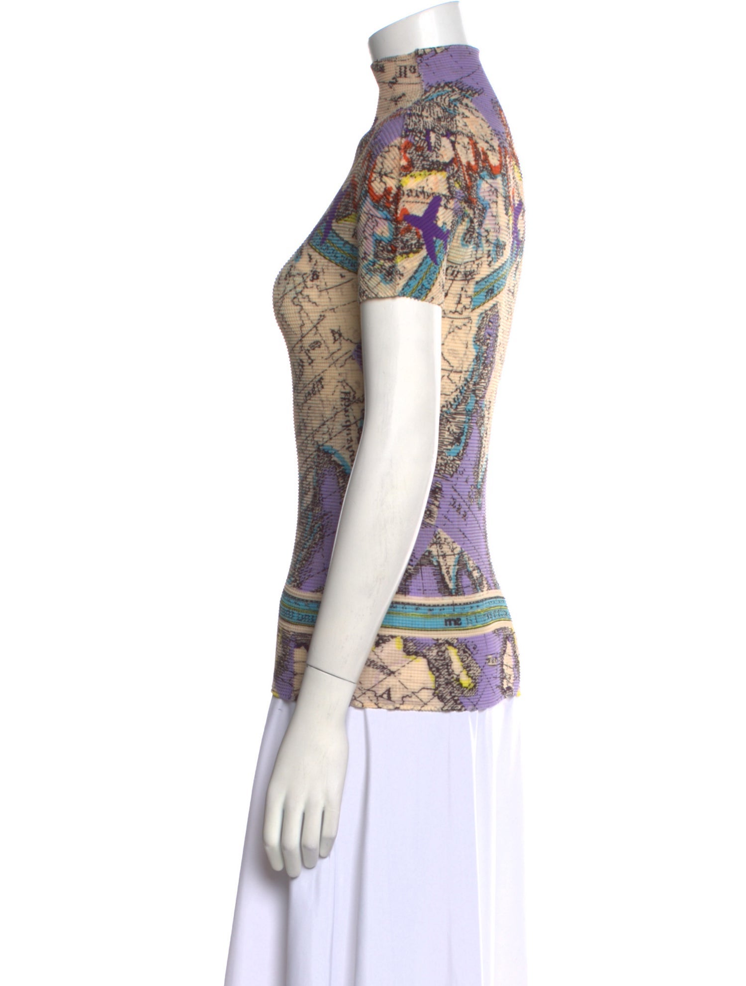 Issey Miyake Me Printed Mock Neck T-Shirt