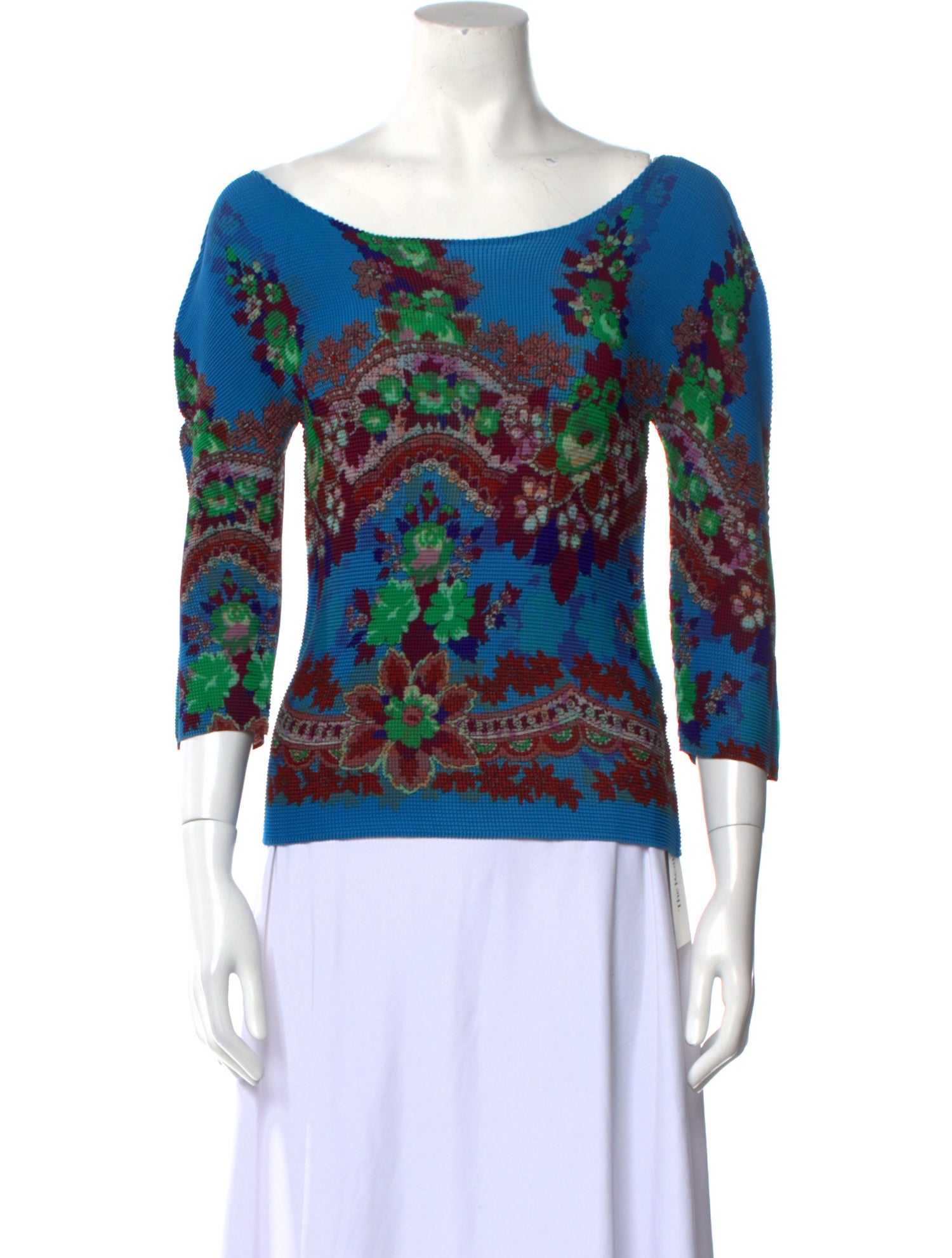 Issey Miyake Me Printed Scoop Neck Top
