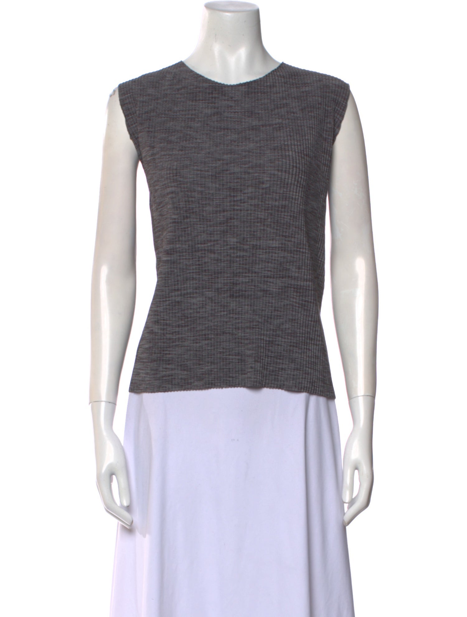 Issey Miyake Me Crew Neck Sleeveless Top