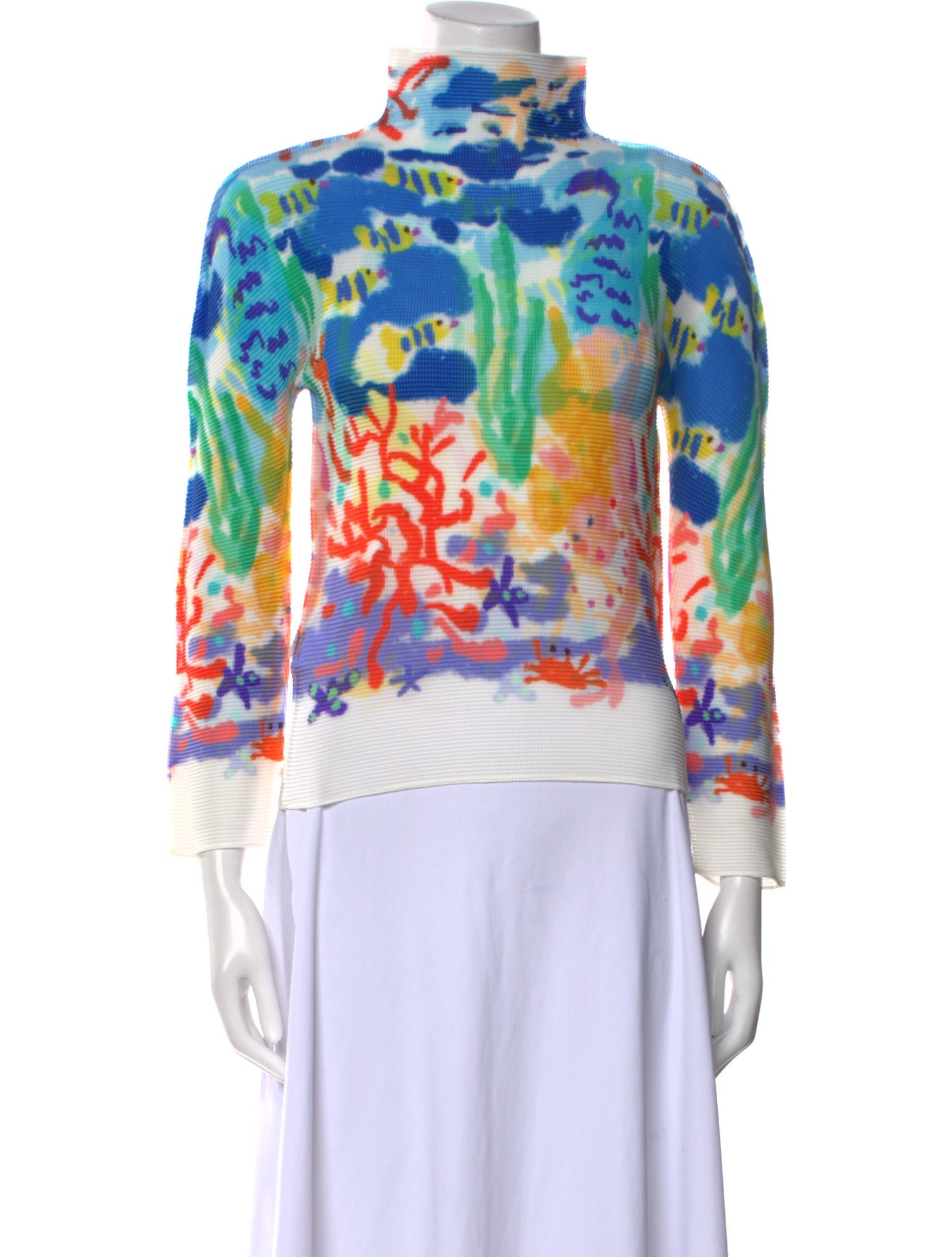 Issey Miyake Me Printed Mock Neck Sweatshirt