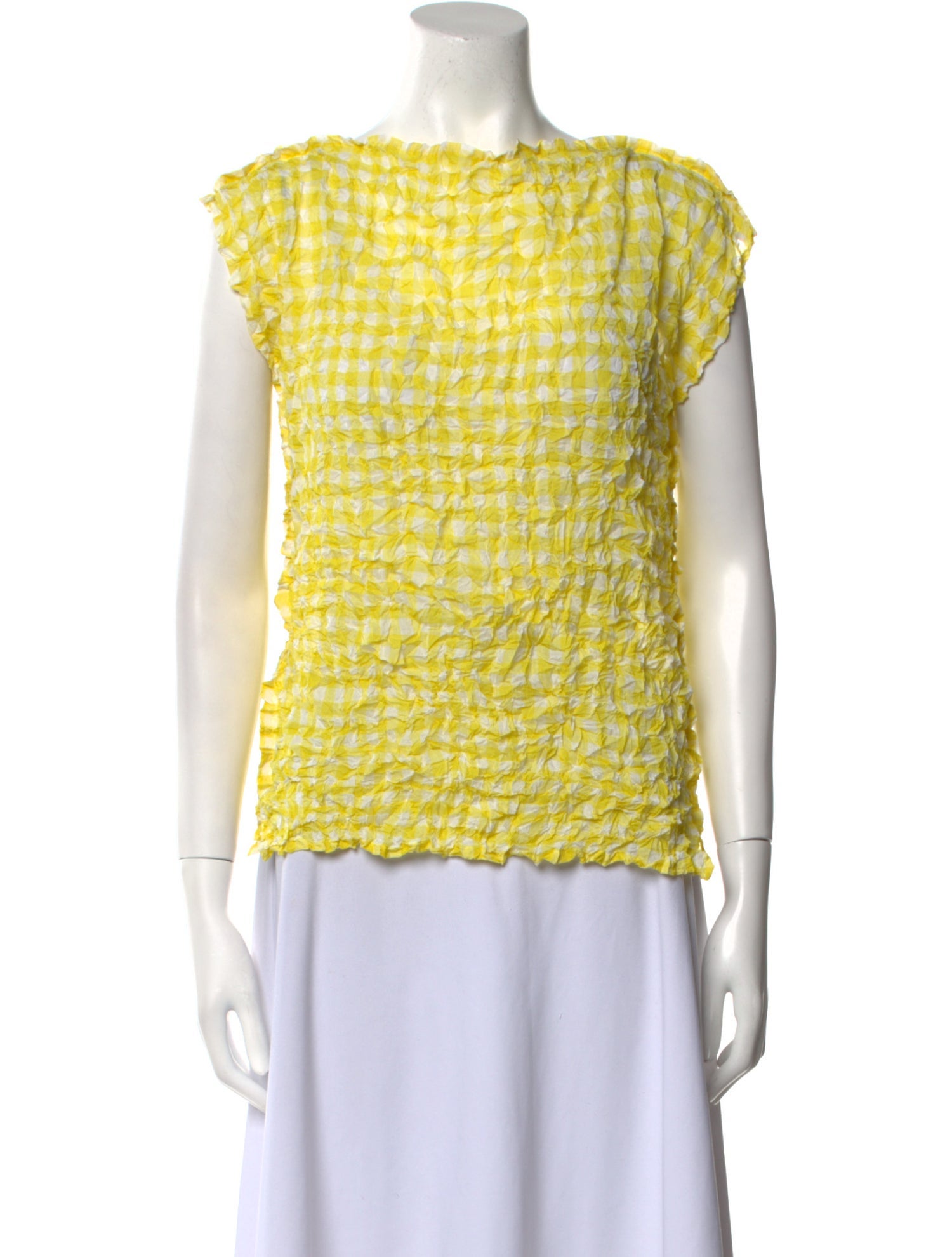 Issey Miyake Me Printed Bateau Neckline Top