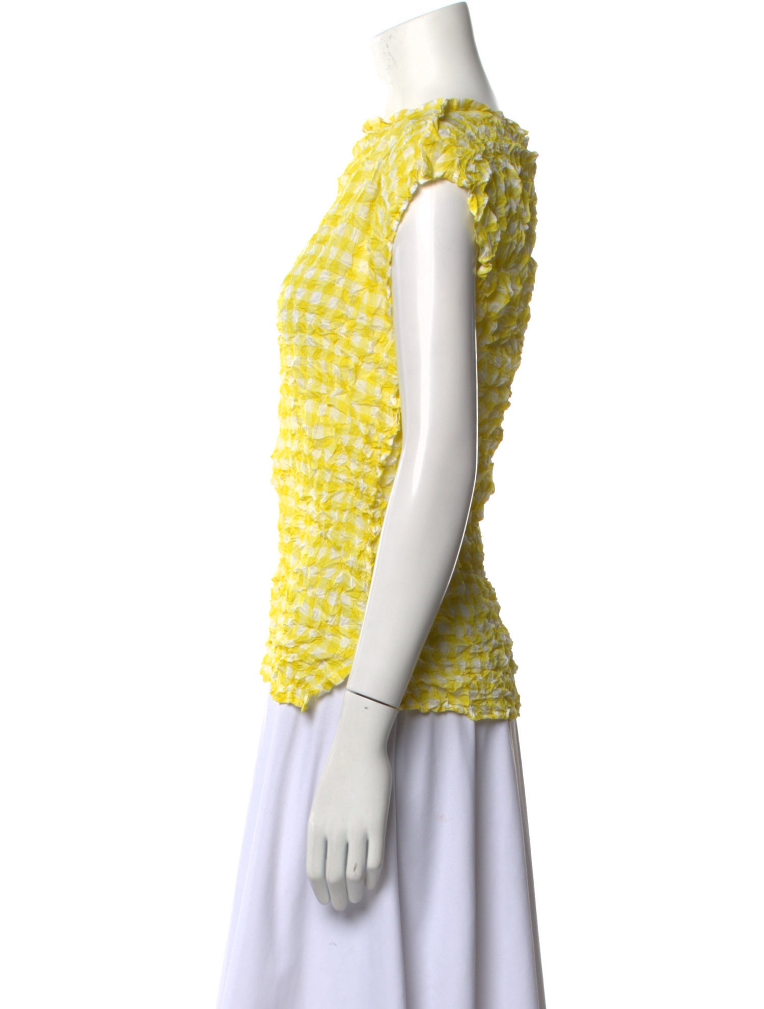 Issey Miyake Me Printed Bateau Neckline Top