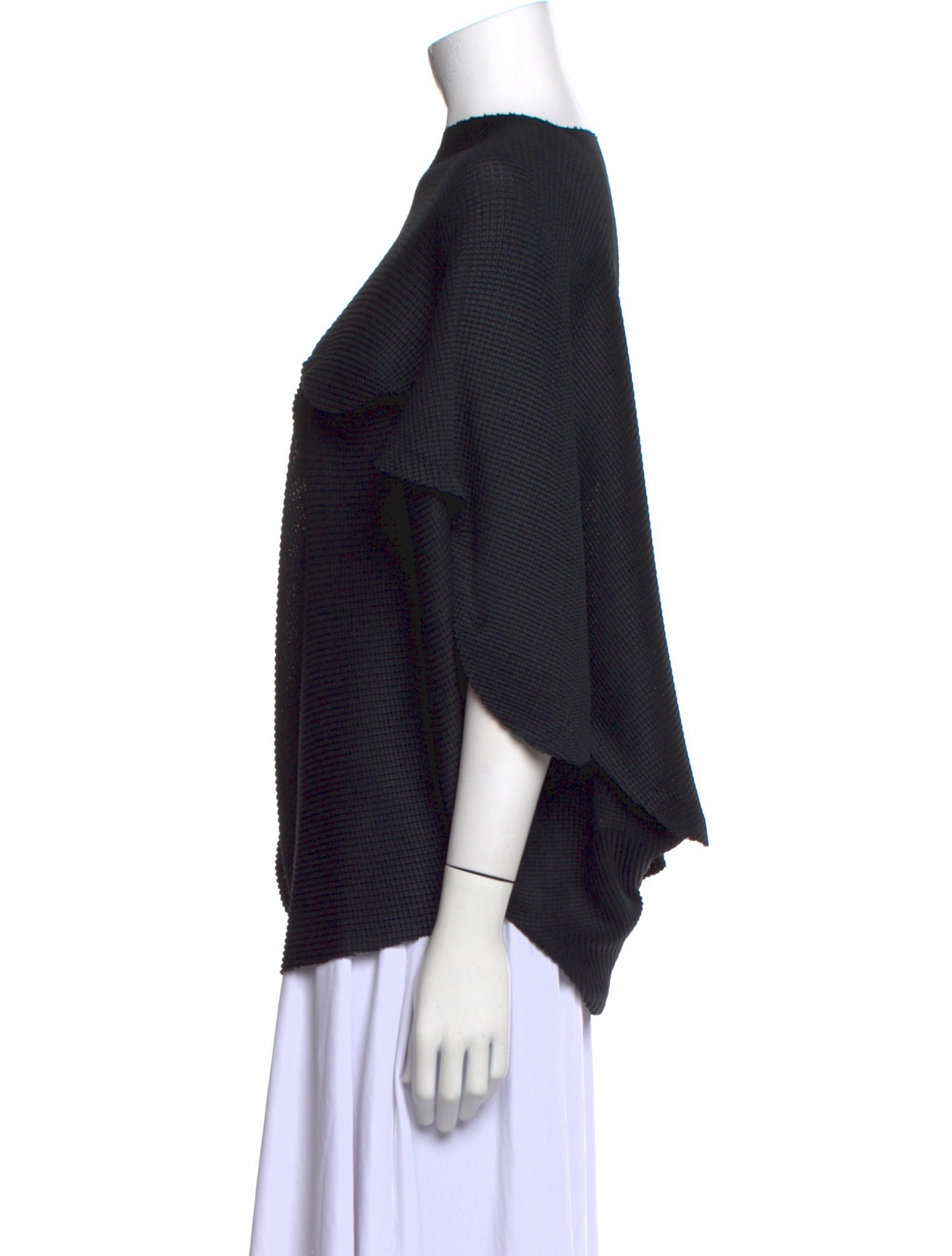 Issey Miyake Me Mock Neck Three-Quarter Sleeve Blouse