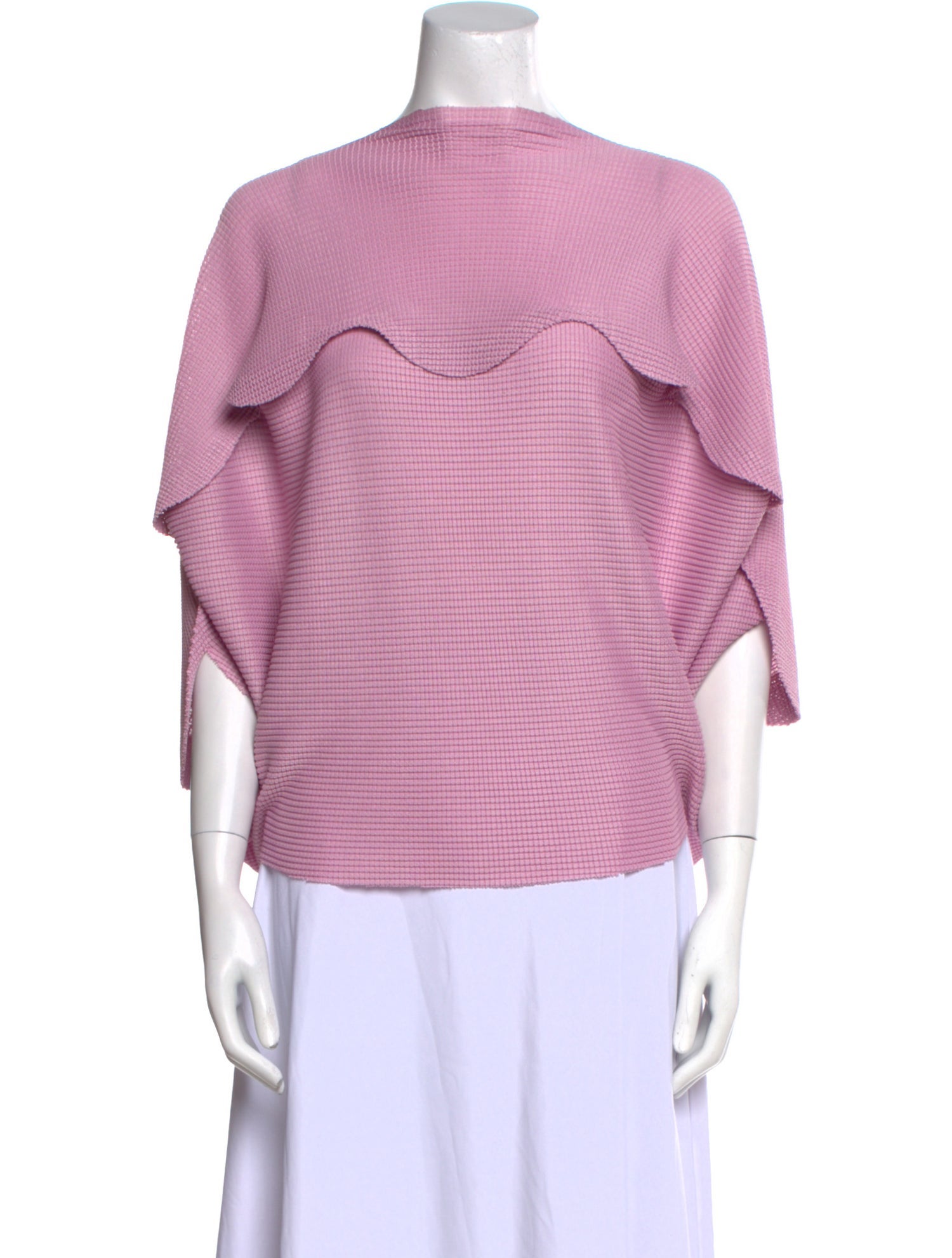 Issey Miyake Me Mock Neck Three-Quarter Sleeve Top