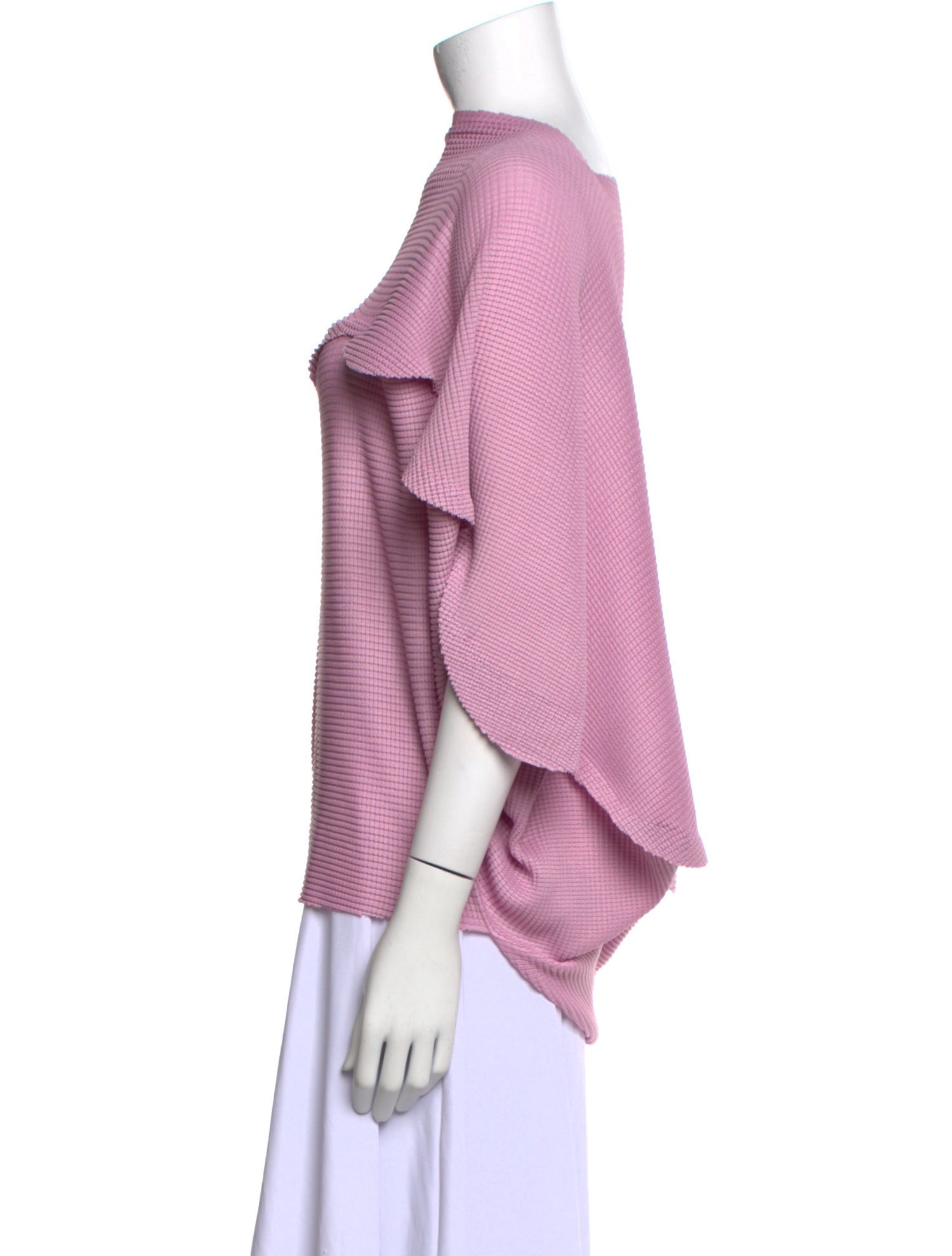 Issey Miyake Me Mock Neck Three-Quarter Sleeve Top