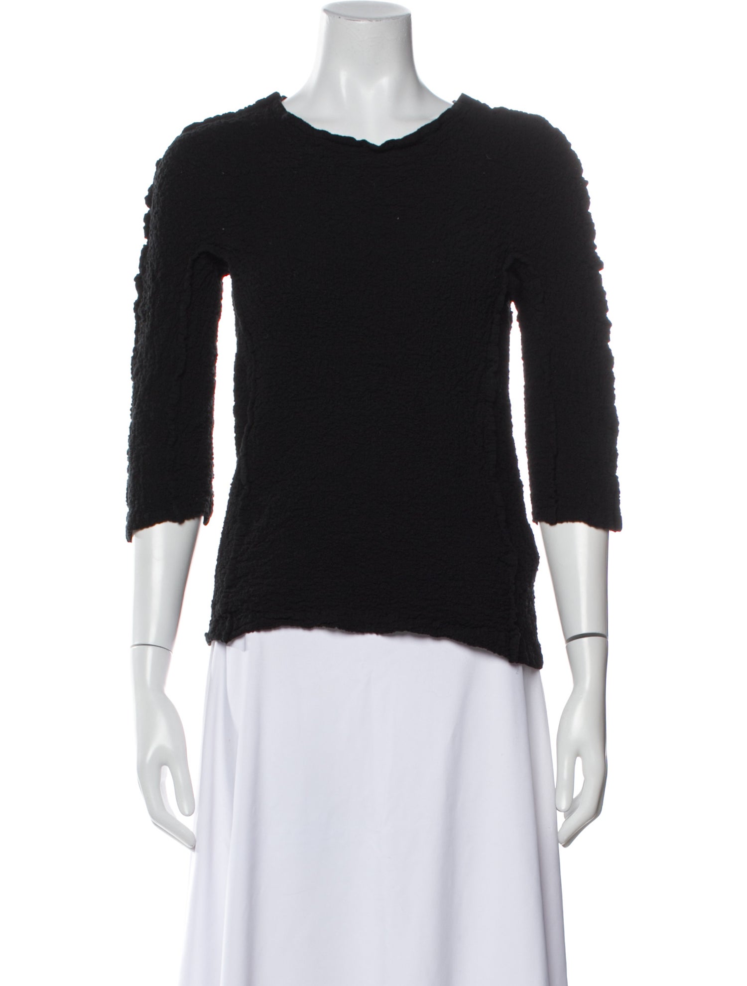 Issey Miyake Me Scoop Neck Three-Quarter Sleeve Top