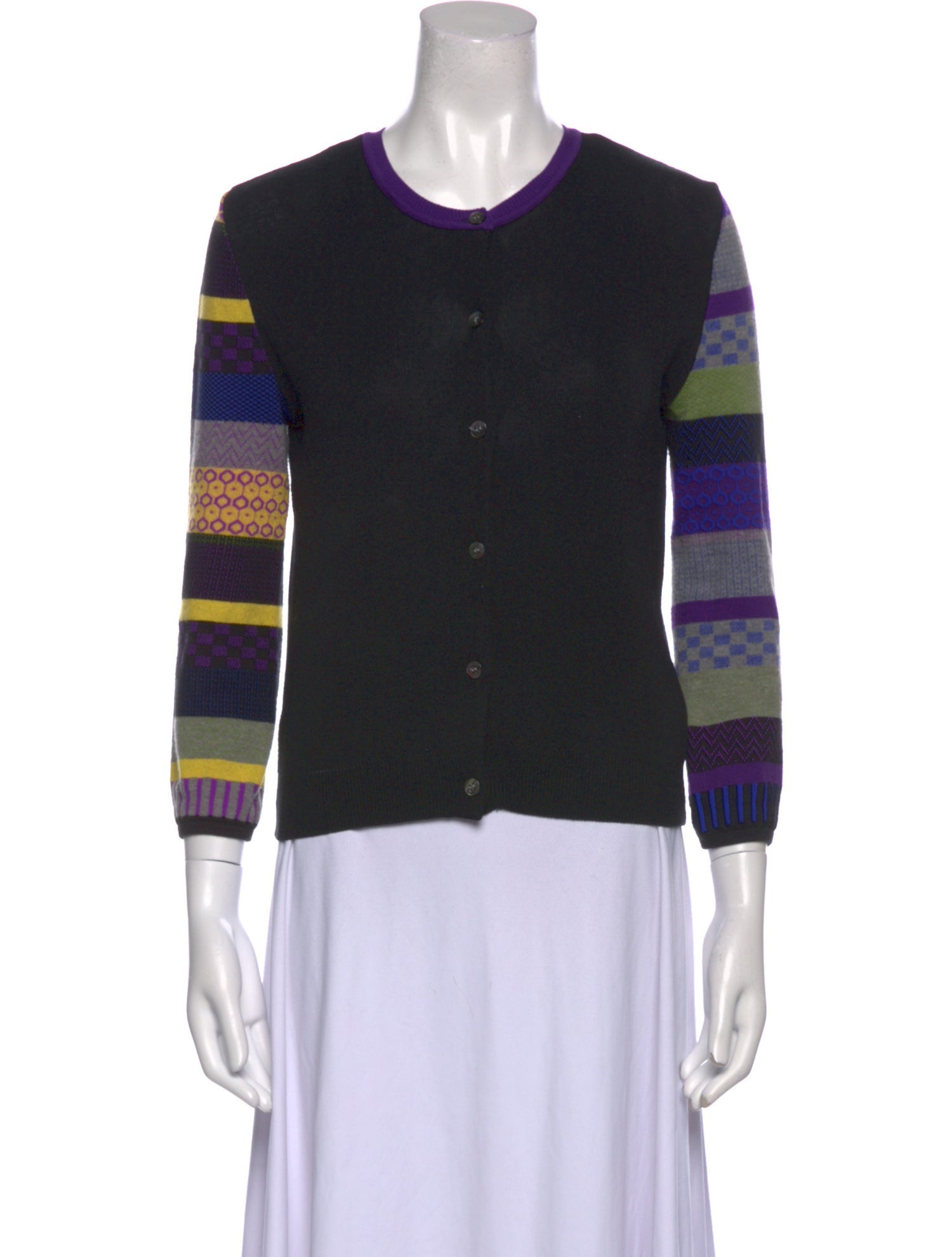 Issey Miyake Me Striped Scoop Neck Sweater