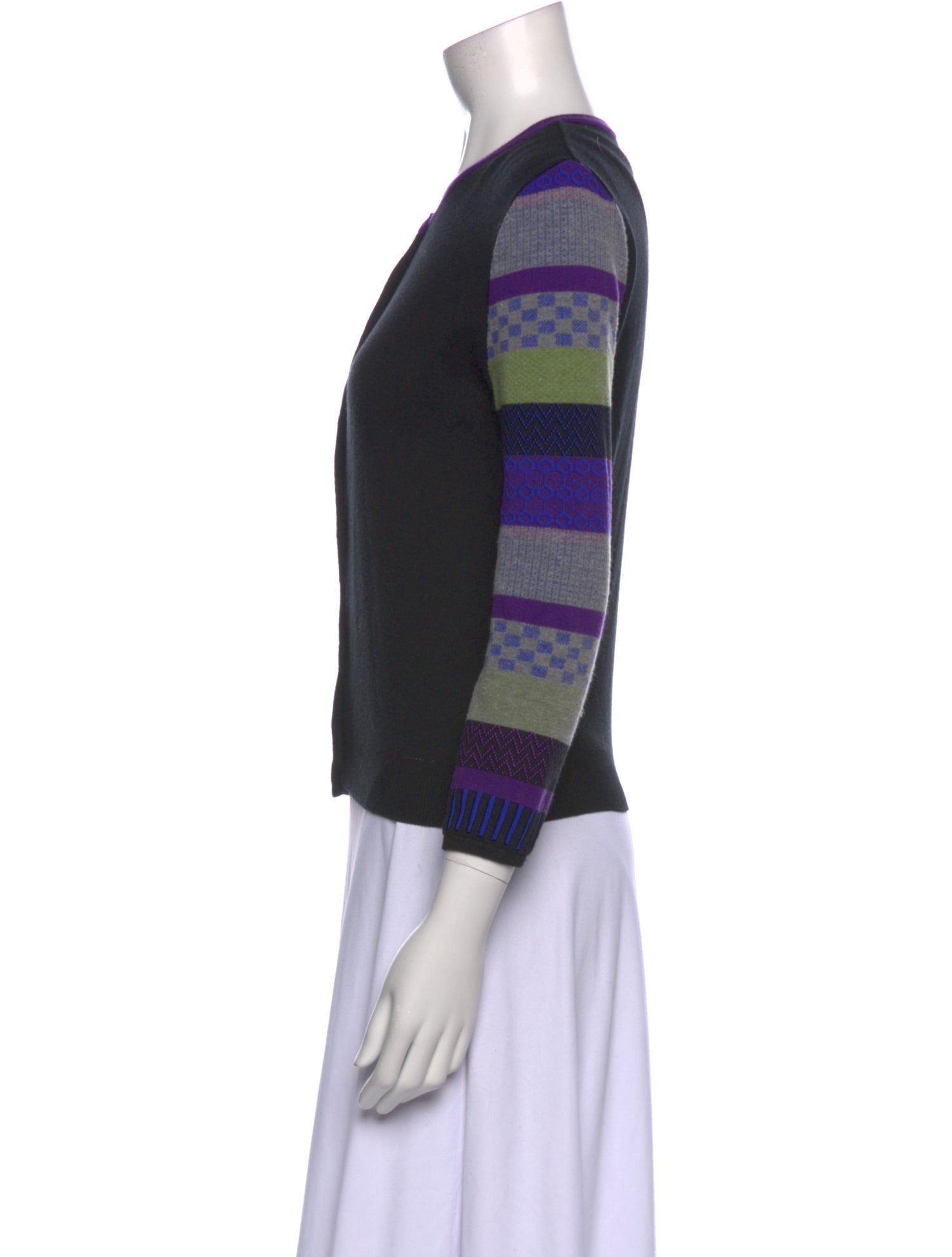 Issey Miyake Me Striped Scoop Neck Sweater
