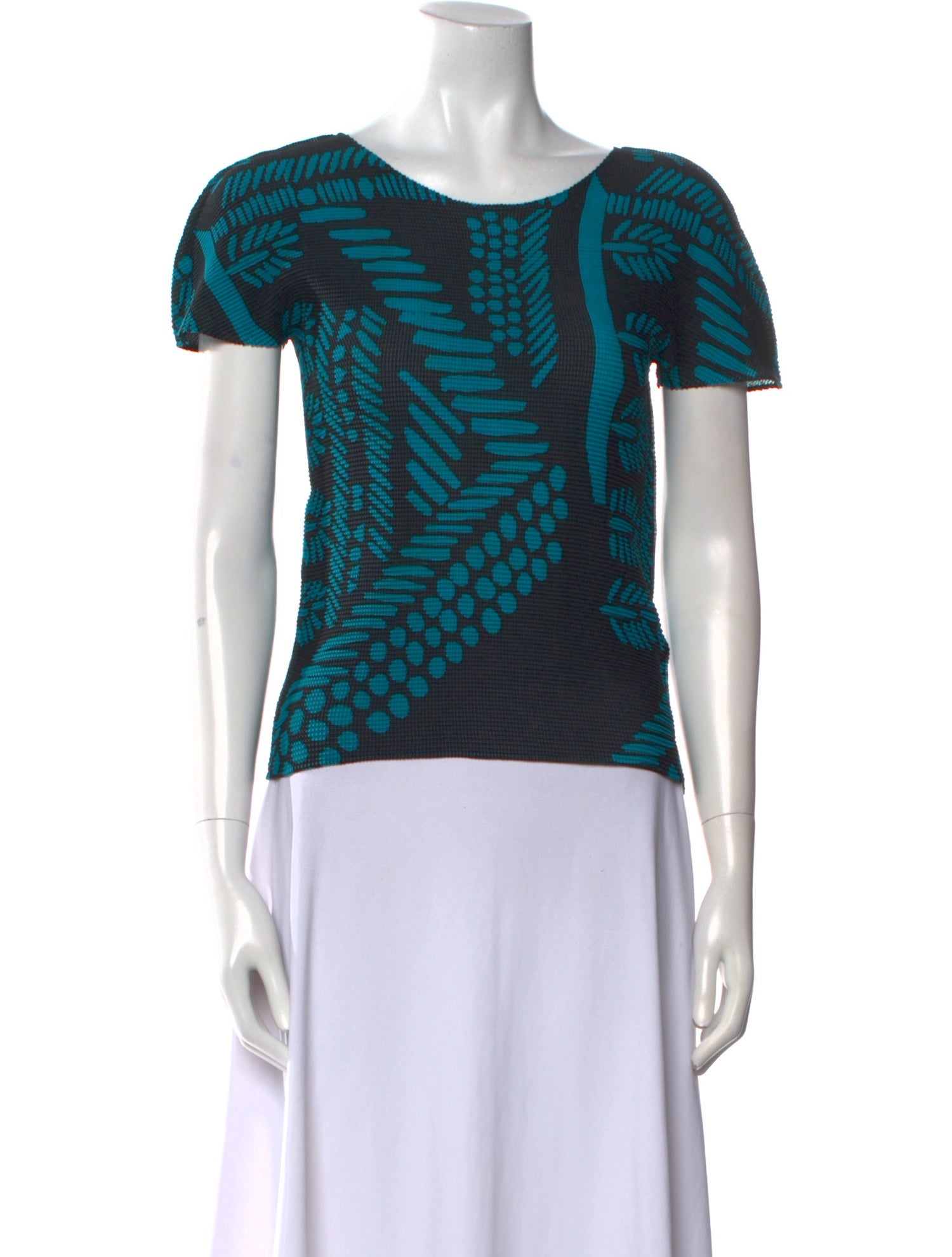 Issey Miyake Me Printed Scoop Neck Top