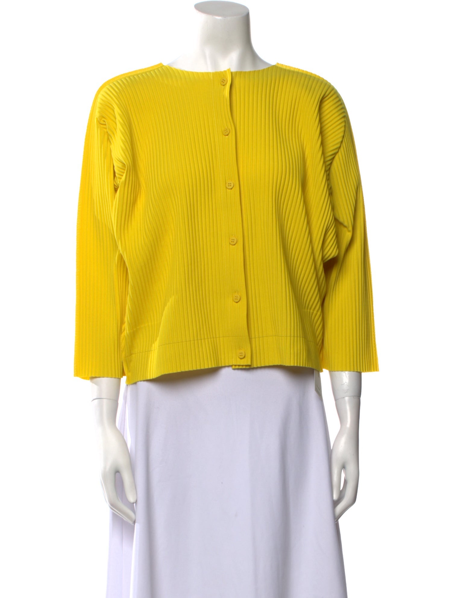 Issey Miyake Me Scoop Neck Three-Quarter Sleeve Crop Top