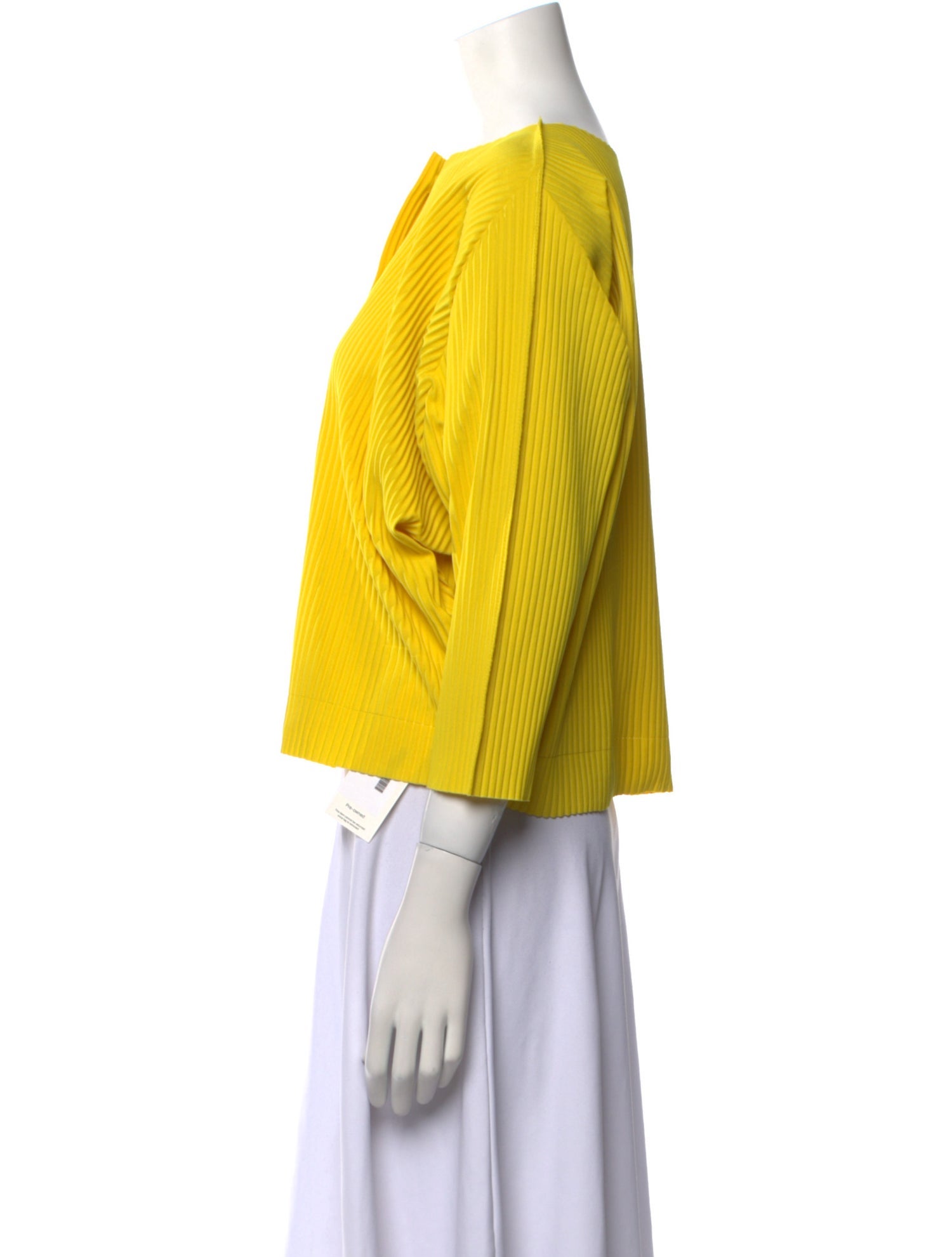 Issey Miyake Me Scoop Neck Three-Quarter Sleeve Crop Top