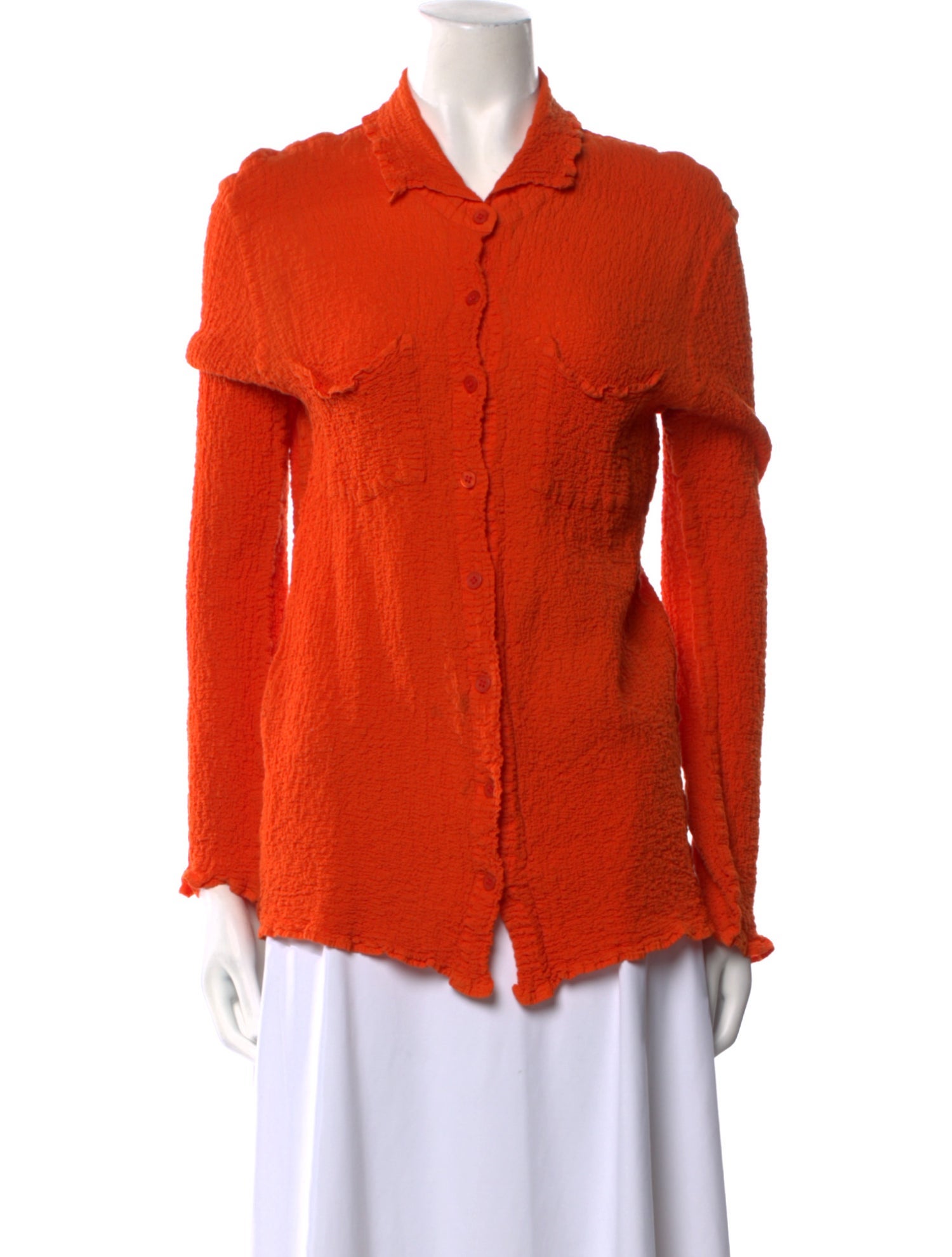 Issey Miyake Me Long Sleeve Button-Up Top