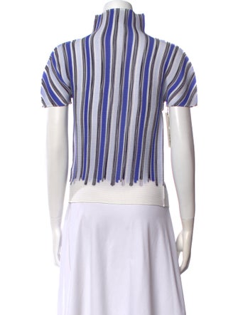 Issey Miyake Me Striped Mock Neck Top
