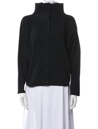 Issey Miyake Me Turtleneck Long Sleeve Button-Up Top