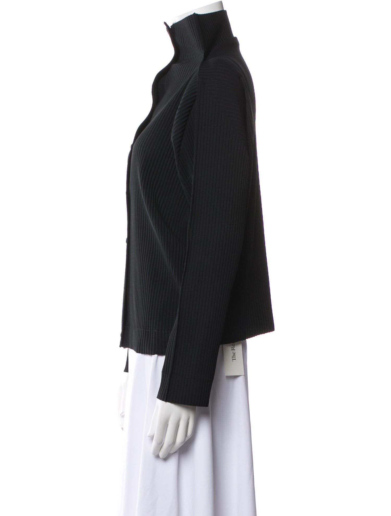 Issey Miyake Me Turtleneck Long Sleeve Button-Up Top