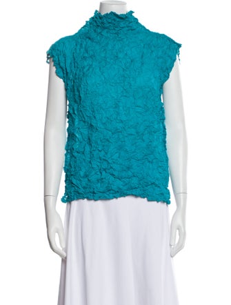 Issey Miyake Me Mock Neck Short Sleeve Top
