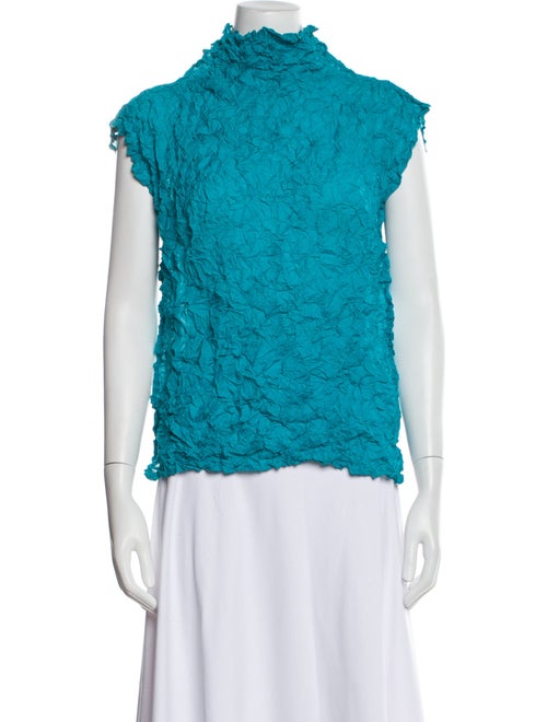 Issey Miyake Me Mock Neck Short Sleeve Top