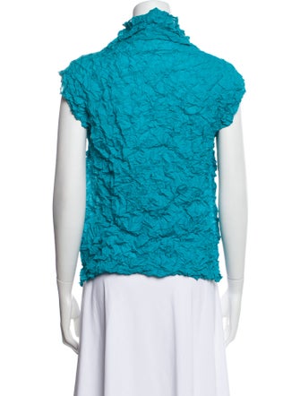 Issey Miyake Me Mock Neck Short Sleeve Top