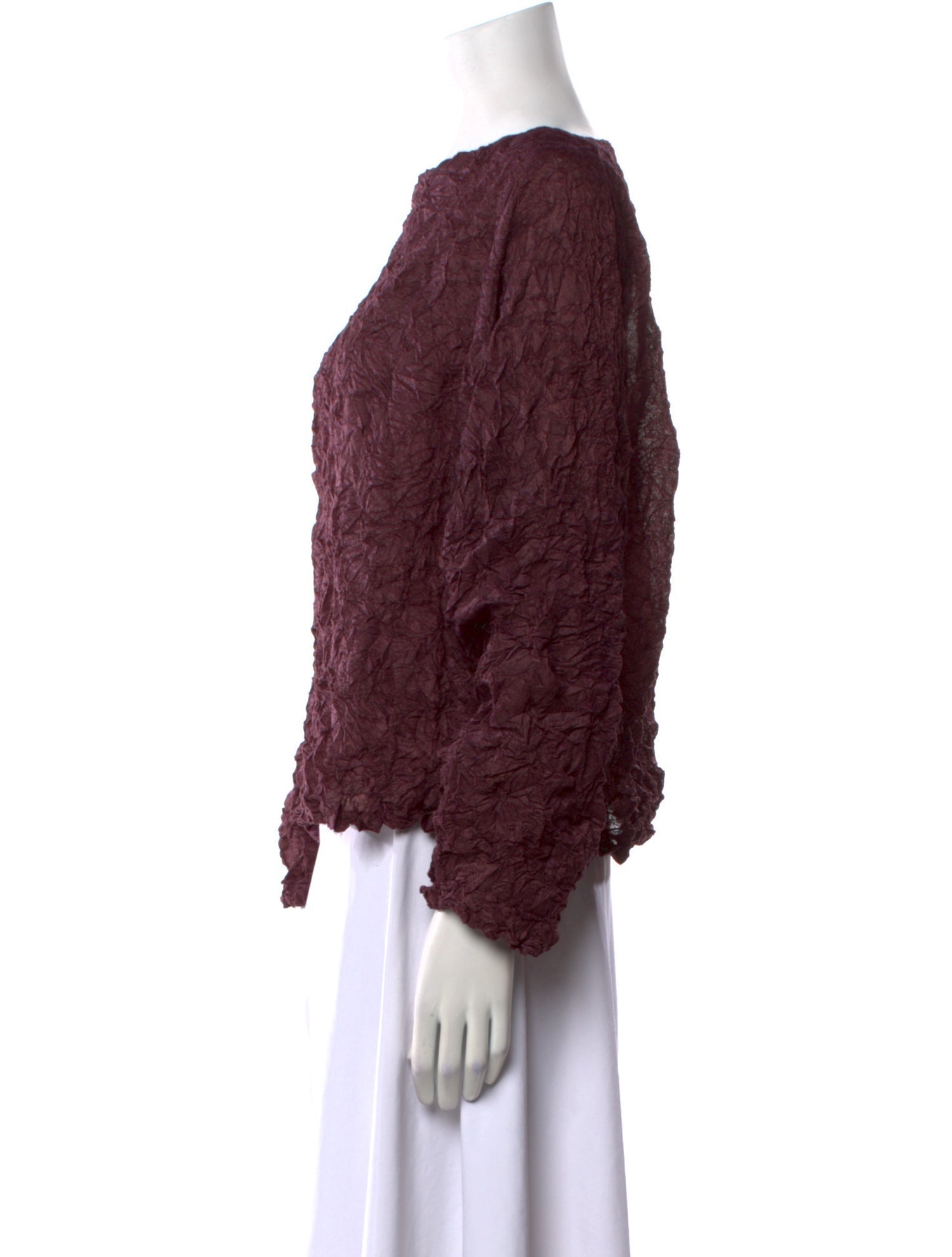 Issey Miyake Me Bateau Neckline Long Sleeve Blouse