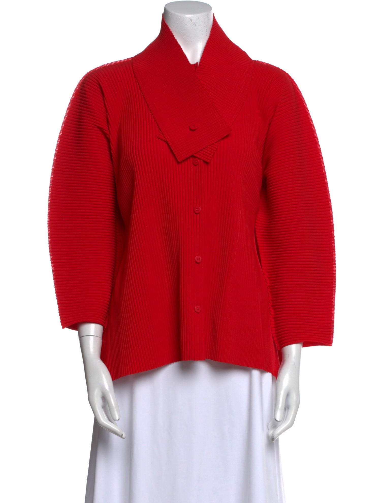 Issey Miyake Me Three-Quarter Sleeve Button-Up Top