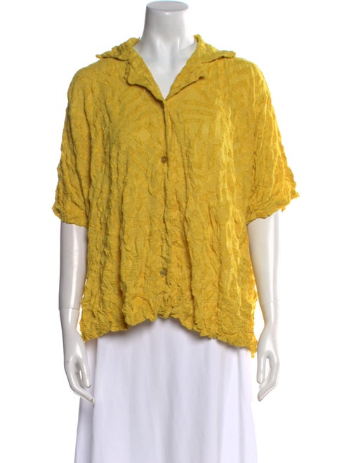 Issey Miyake Me Short Sleeve Button-Up Top