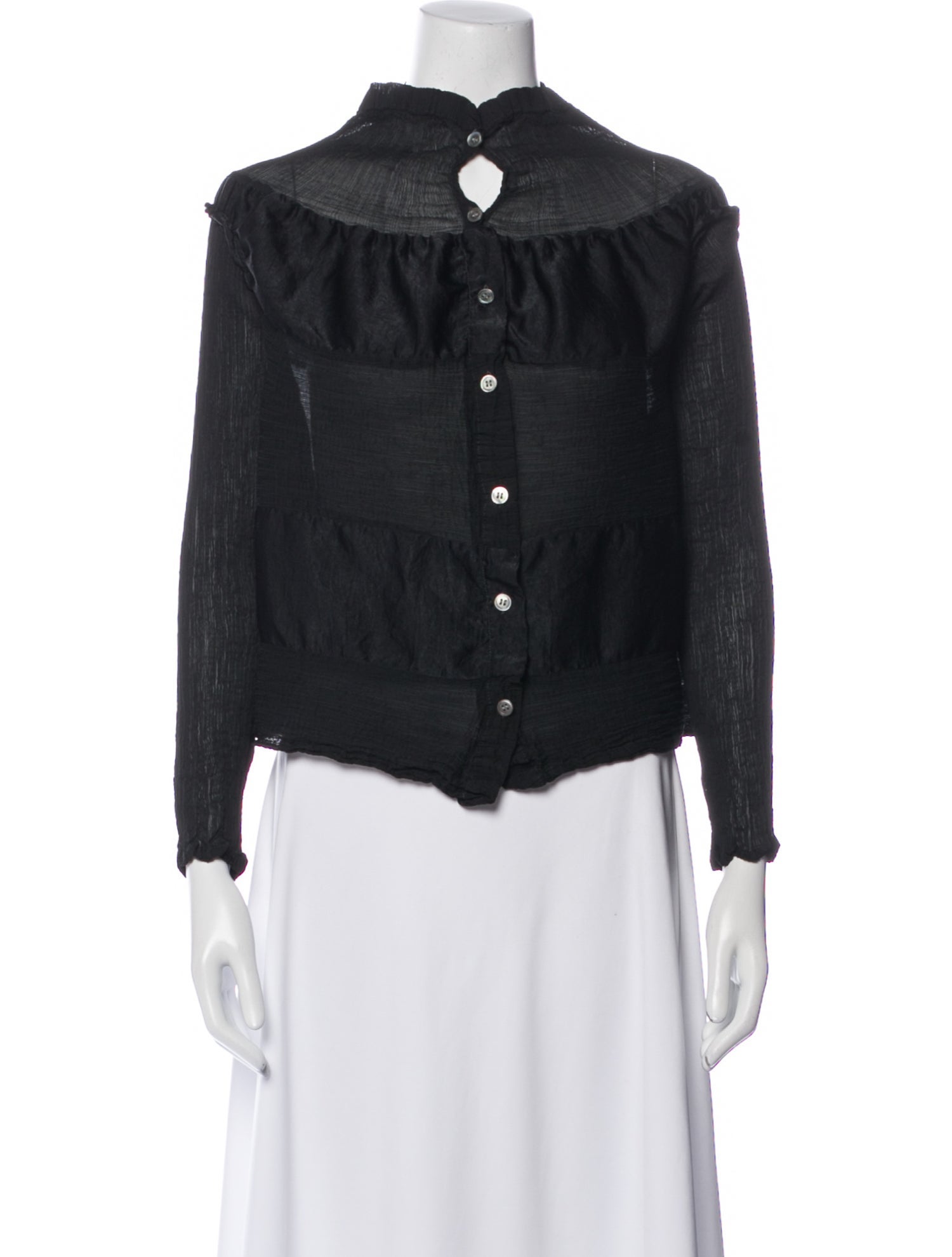 Issey Miyake Me Mock Neck Long Sleeve Crop Top