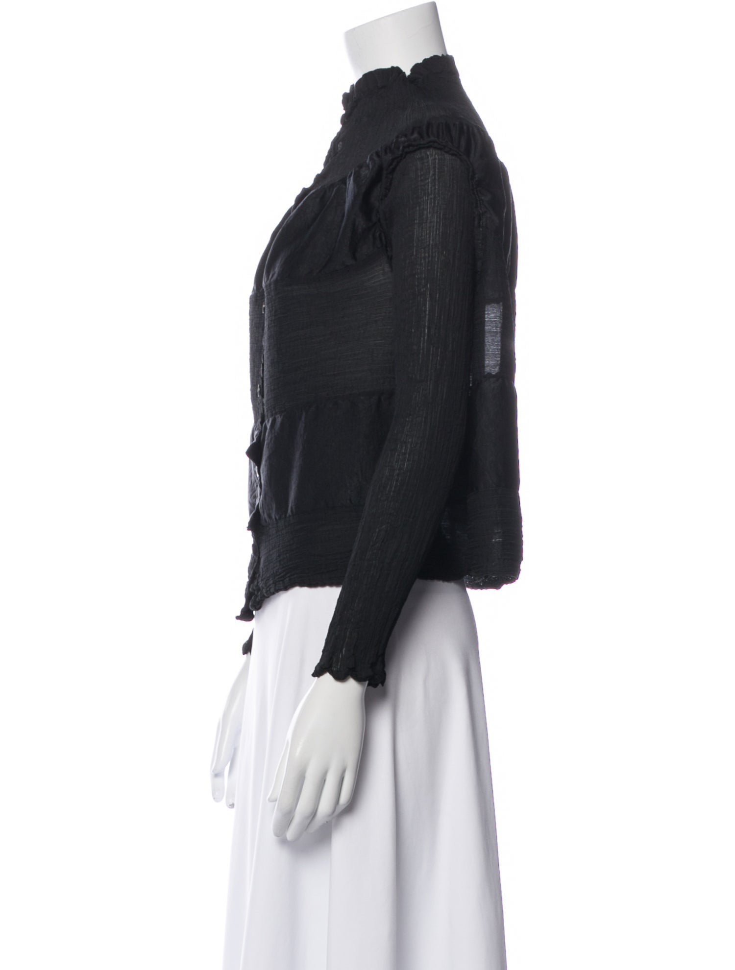 Issey Miyake Me Mock Neck Long Sleeve Crop Top