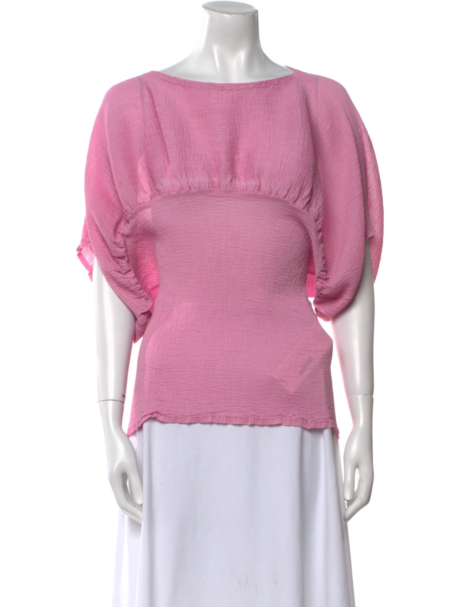 Issey Miyake Me Bateau Neckline Short Sleeve Blouse