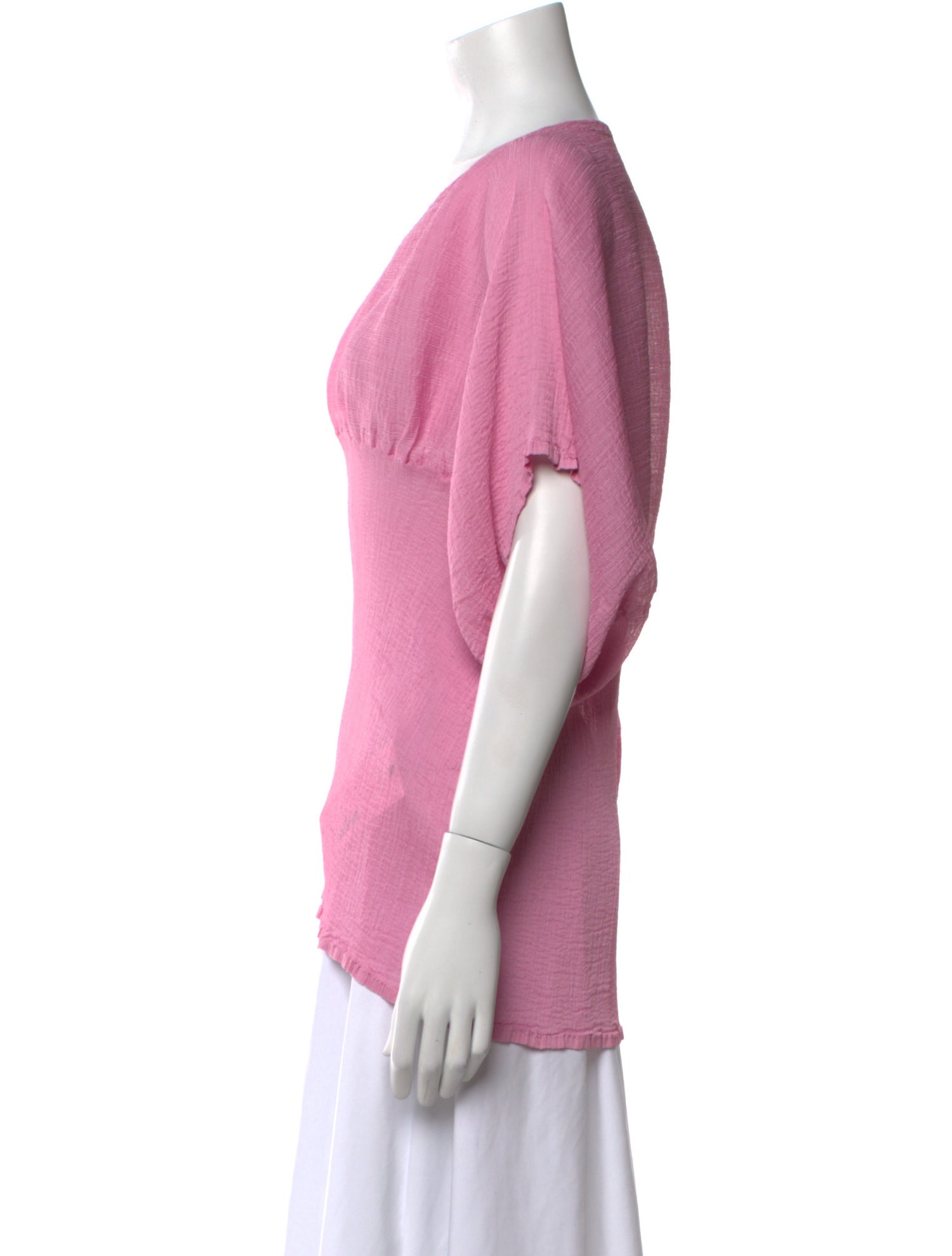 Issey Miyake Me Bateau Neckline Short Sleeve Blouse