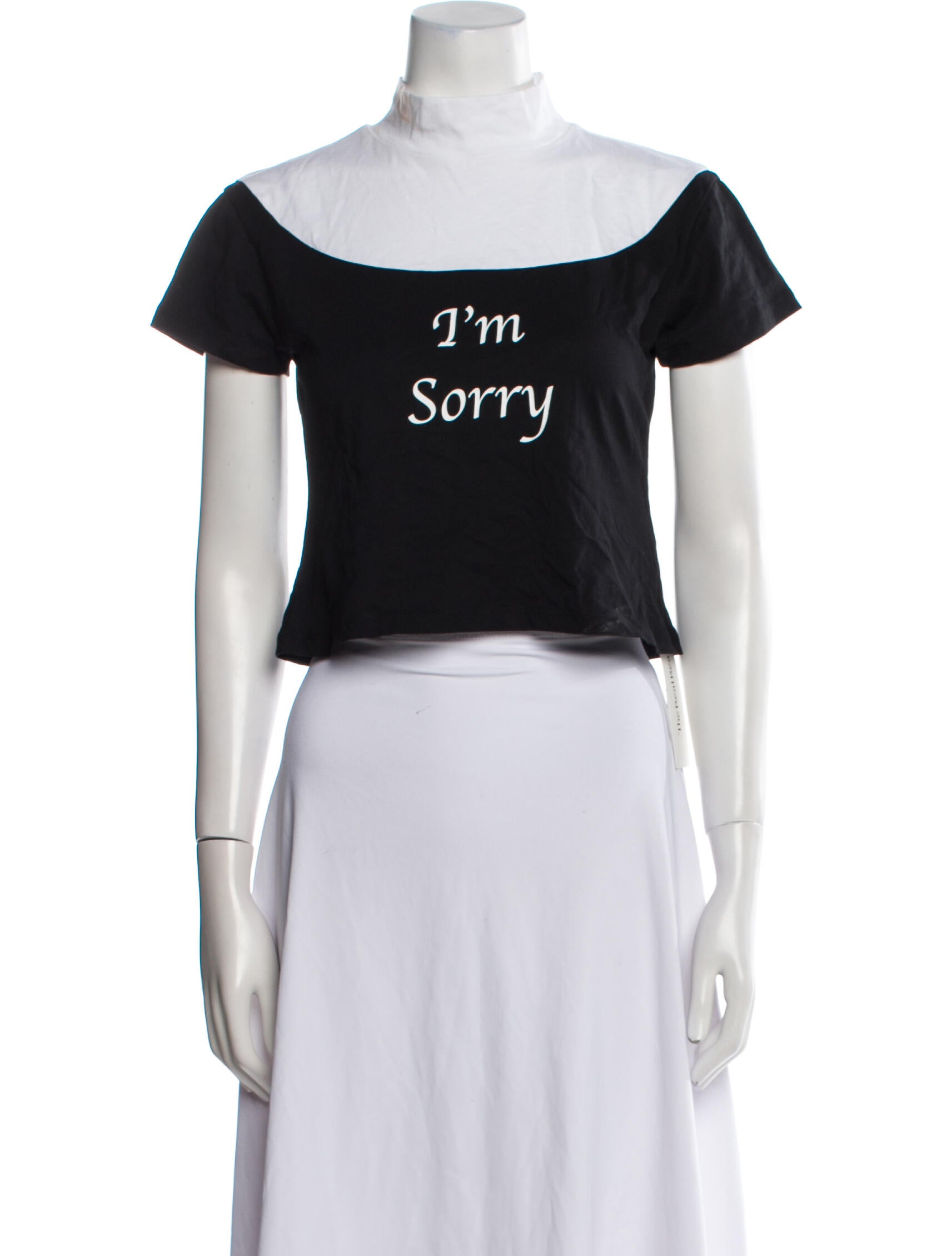 I'm Sorry by Petra Collins Graphic Print Mock Neck Crop Top