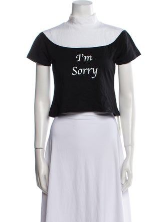 I'm Sorry by Petra Collins Graphic Print Mock Neck Crop Top