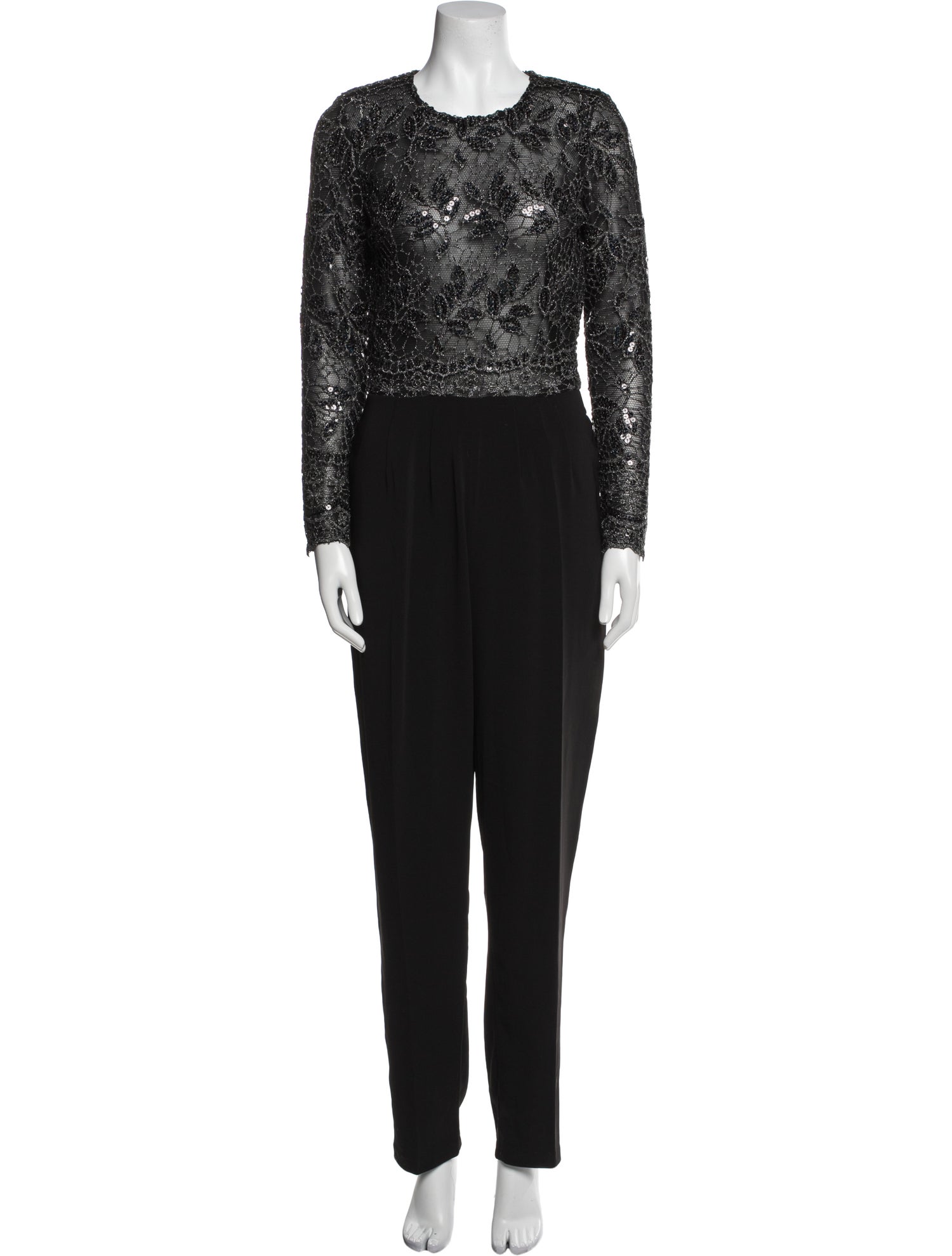 Issue New York Lace Pattern Crew Neck Jumpsuit