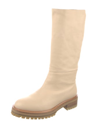 Irina Shayk x Tamara Mellon Leather Colorblock Pattern Rain Boots