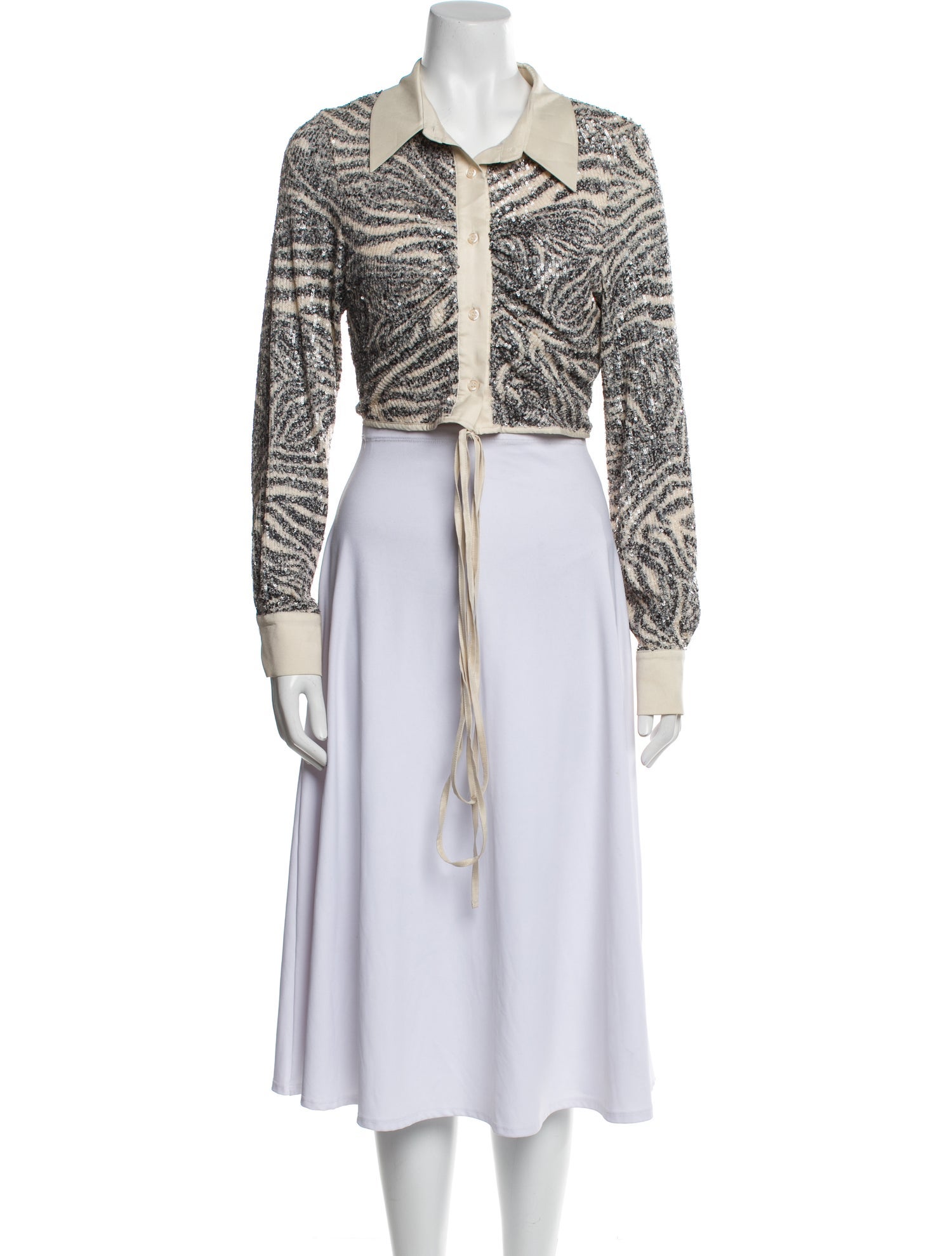 In the Mood for Love Printed Long Sleeve Crop Top