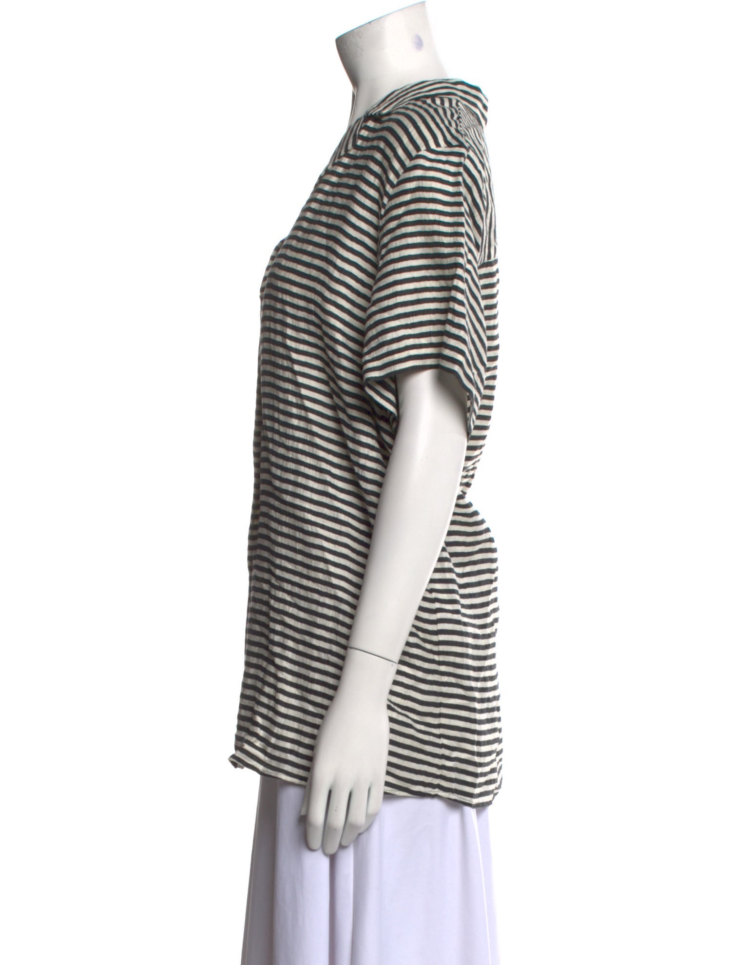 Voyage Linen Striped Button-Up Top
