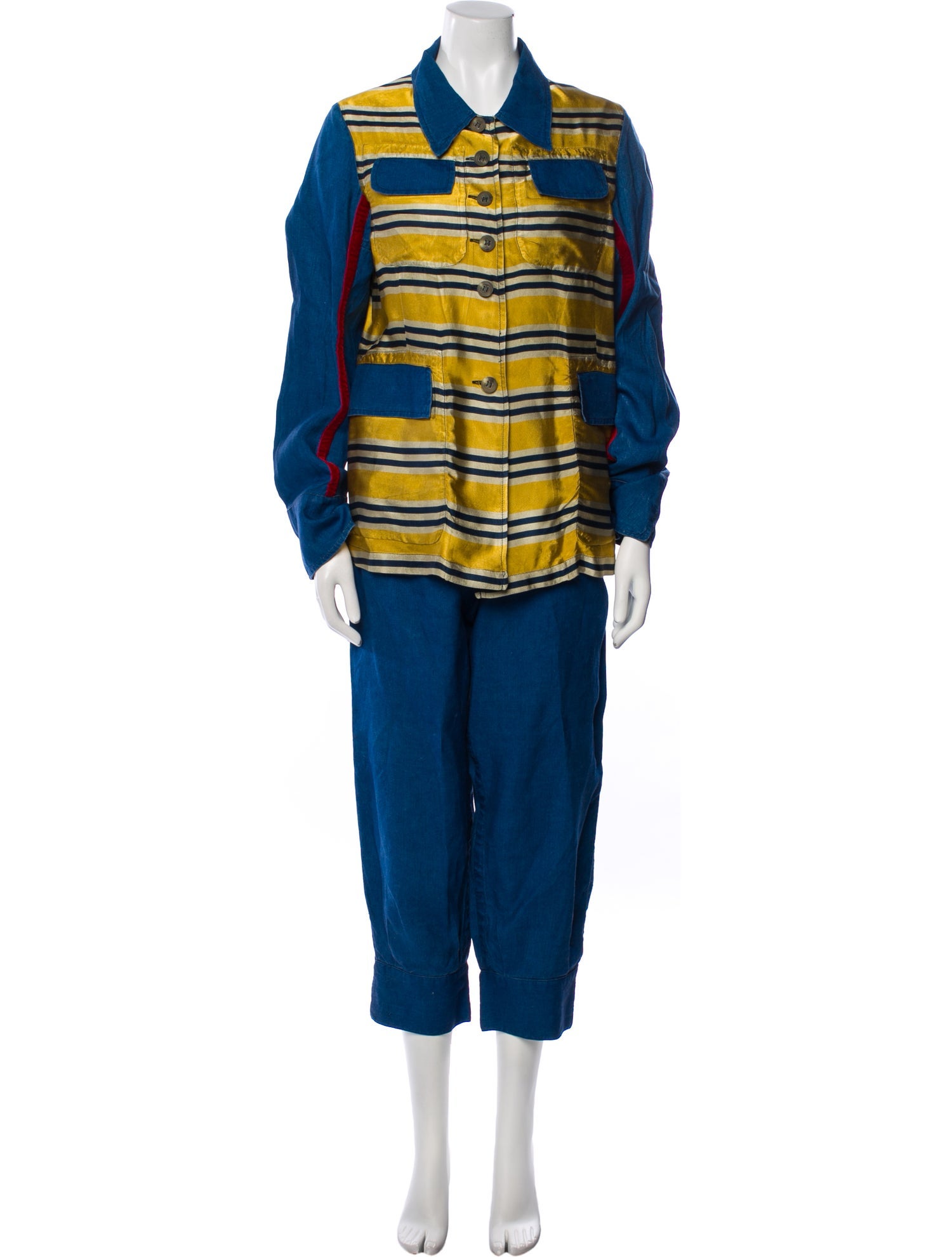 Voyage Striped Distressed Accents Pant Set