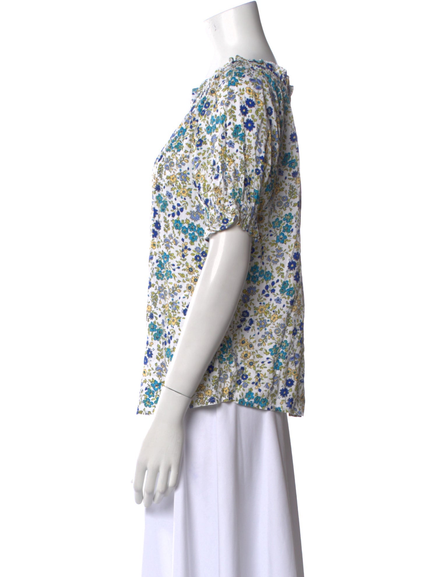 Voyage Floral Print Bateau Neckline Blouse