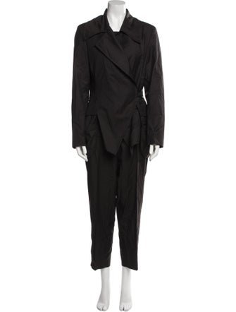 Ivan Grundahl Wool Ruffle Embellishment Pantsuit