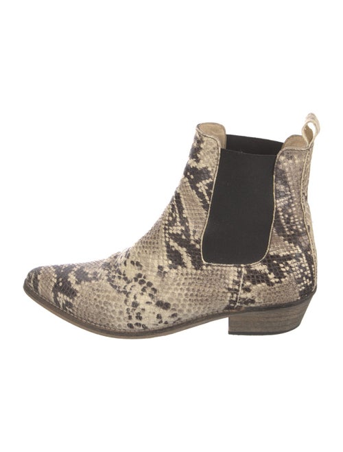Ivylee Embossed Leather Animal Print Chelsea Boots