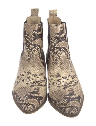 Ivylee Embossed Leather Animal Print Chelsea Boots
