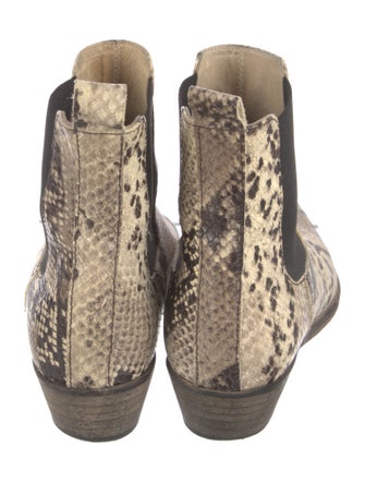 Ivylee Embossed Leather Animal Print Chelsea Boots