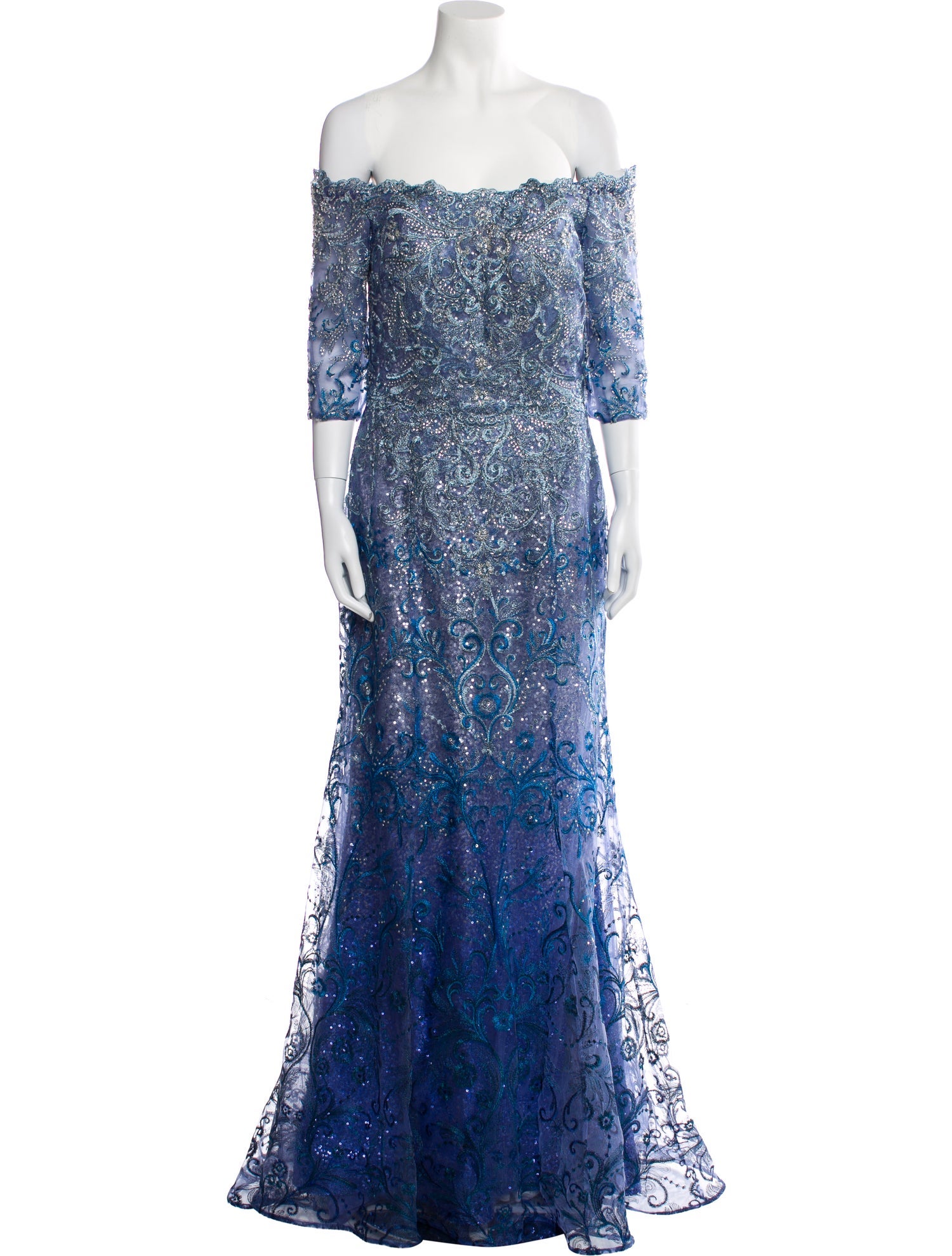 Ivonne D Lace Pattern Long Dress w/ Tags