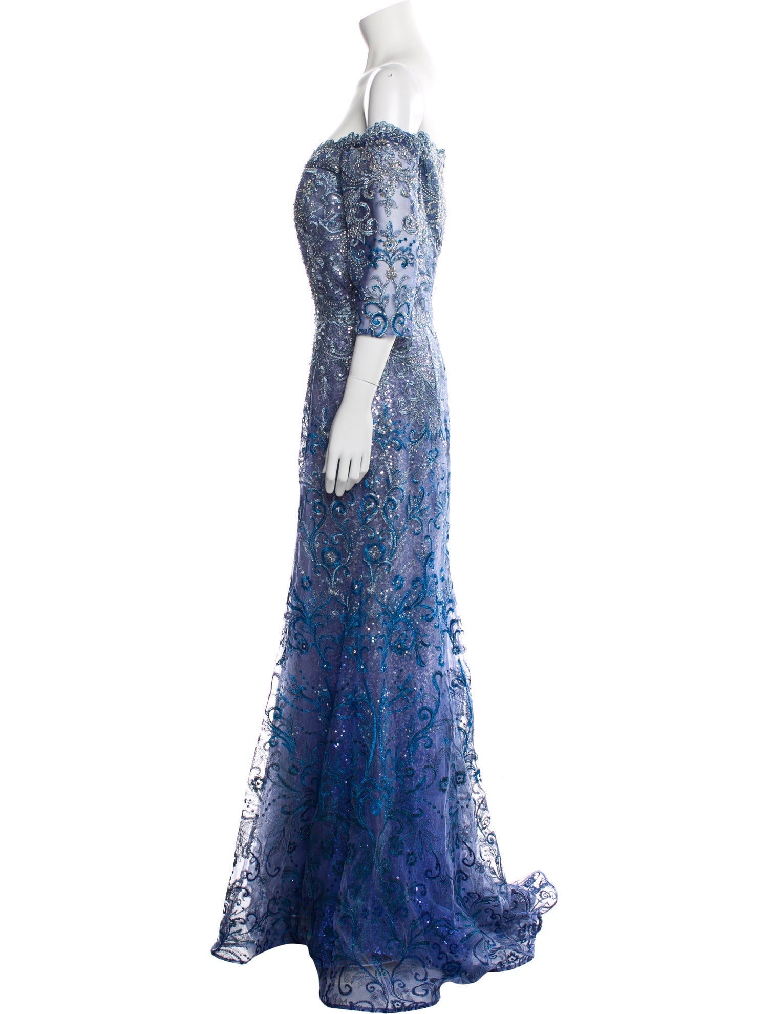 Ivonne D Lace Pattern Long Dress w/ Tags