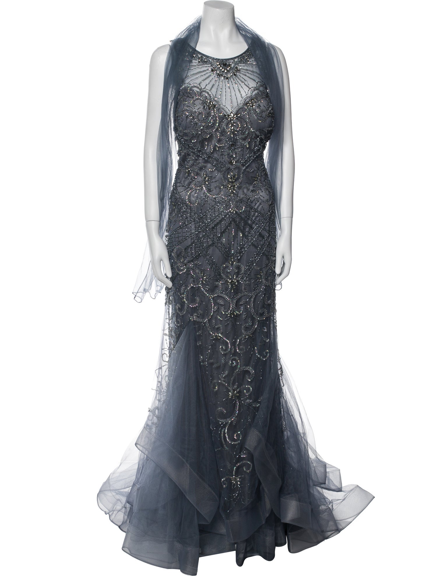 Ivonne D Lace Pattern Long Dress