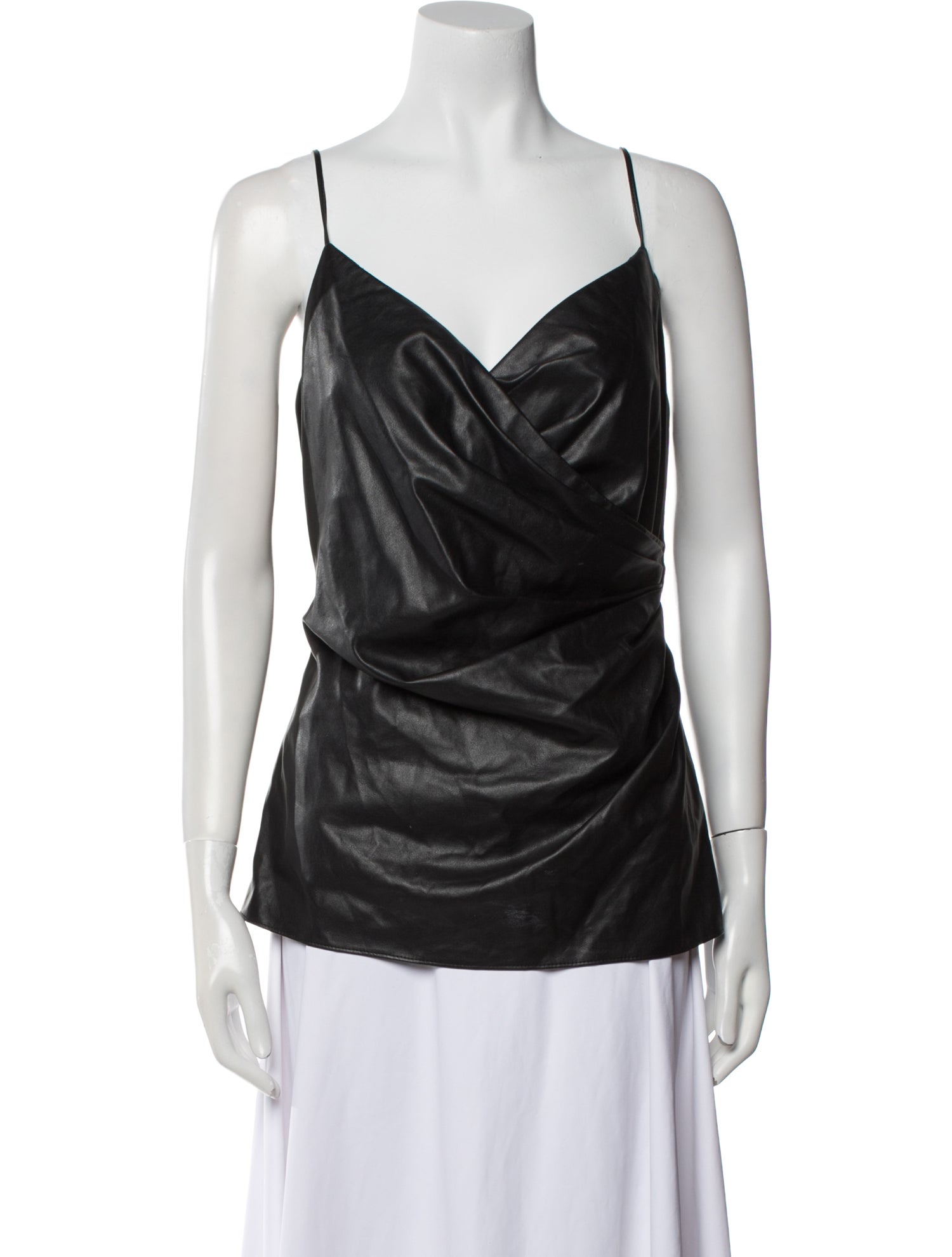 Ilana Wolf Faux Leather Cowl Neck Top